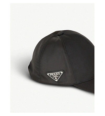 Shop Prada Logo-plaque Nylon Baseball Cap In Black
