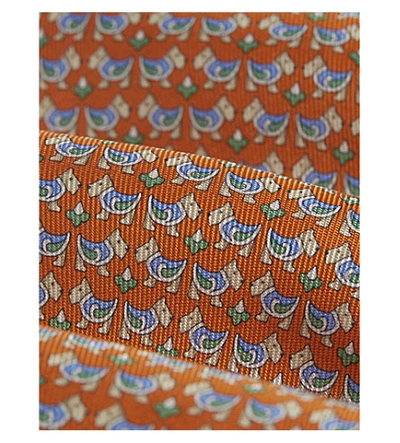 Shop Ferragamo Patterned Scottie Dog Print Silk Tie In Arancio