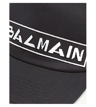 Shop Balmain Logo Baseball Cap In Black