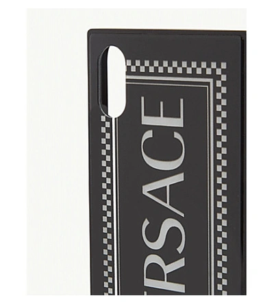 Shop Versace Tile Print Glass Iphone X/xs Case In Black