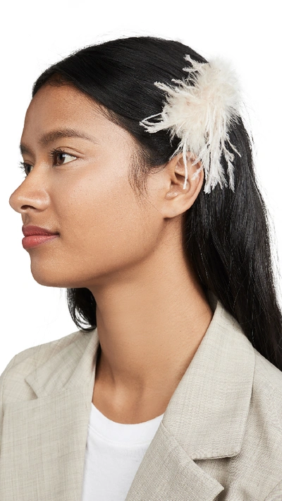 Shop Loeffler Randall Feather Hair Comb In Oyster