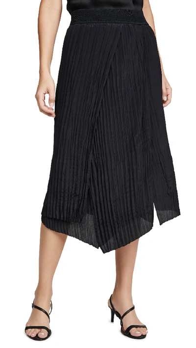 Shop Vince Crinkle Pleated Skirt In Black