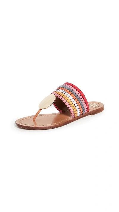 Shop Tory Burch Patos Disk Sandals In Poppy Red Multi/gold