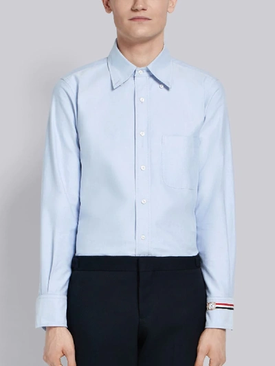 Shop Thom Browne Watch Appliqué Oxford Shirt In Blue