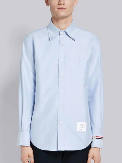 Shop Thom Browne Watch Appliqué Oxford Shirt In Blue