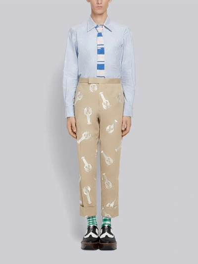Shop Thom Browne Lobster Embroidery Trouser In Neutrals