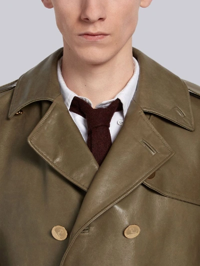 Shop Thom Browne Calfskin Trench Overcoat In Green