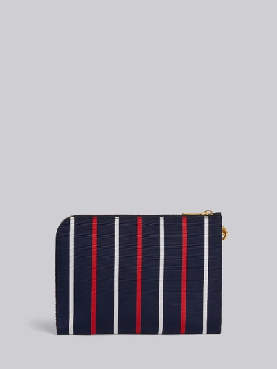 Shop Thom Browne Banker Stripe Small Gusset Folio In Blue