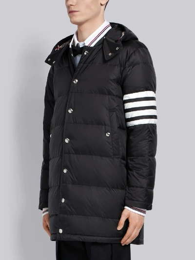 Shop Thom Browne Black Down-filledmatte Nylon 4-bar Snap-front Coat