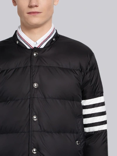 Shop Thom Browne Black Down-filledmatte Nylon 4-bar Snap-front Coat