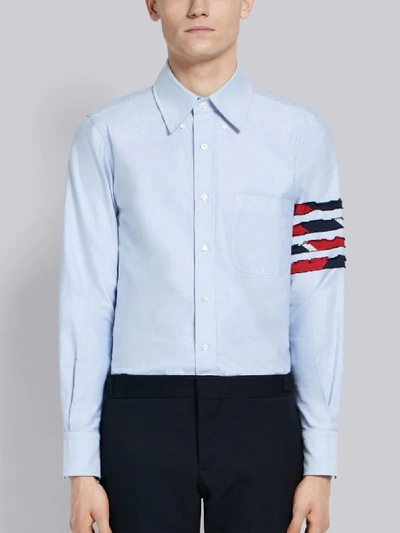 Shop Thom Browne 4-bar Center-back Stripe Oxford In Blue