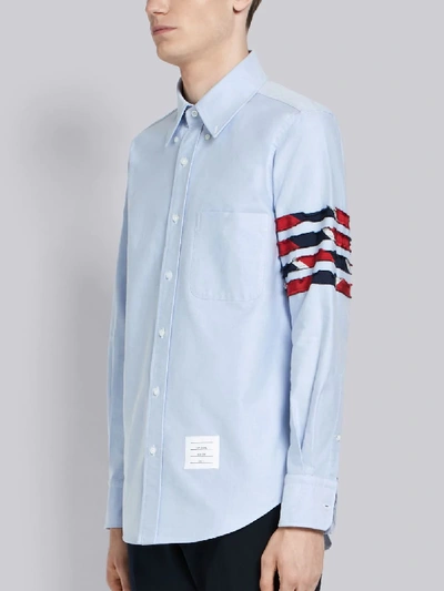 Shop Thom Browne 4-bar Center-back Stripe Oxford In Blue