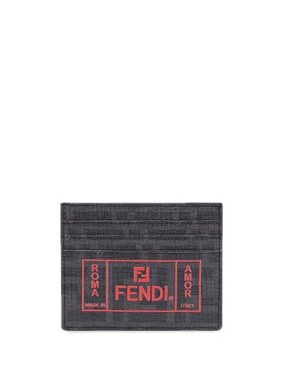 Shop Fendi Ff Roma Amor Card Holder Black/red