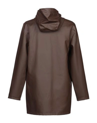 Shop Stutterheim Man Overcoat & Trench Coat Cocoa Size M Pvc - Polyvinyl Chloride, Cotton, Polyester, Met