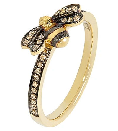 Shop Annoushka 18ct Yellow Gold And Diamond Bee Ring
