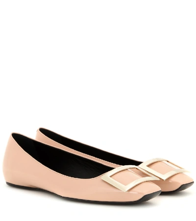 Shop Roger Vivier Trompette Patent Leather Ballerinas In Neutrals