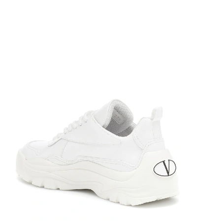 Shop Valentino Leather Sneakers In White