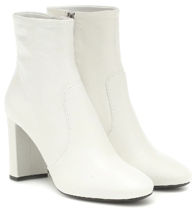 Shop Prada Madras Leather Ankle Boots In White