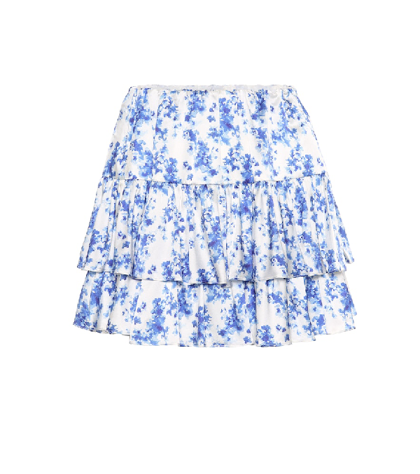 Caroline Constas Anabelle Stretch-Silk Miniskirt In Blue | ModeSens