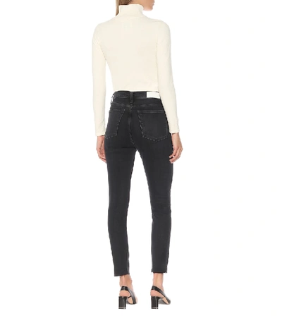 Shop Re/done High-rise Ankle Crop Skinny Jeans In Black