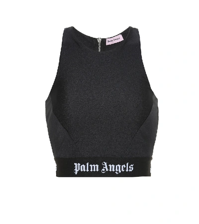 Shop Palm Angels Logo Crop Top In Black