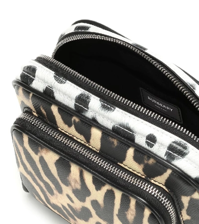 Shop Burberry Animal-print Camera Shoulder Bag In Brown