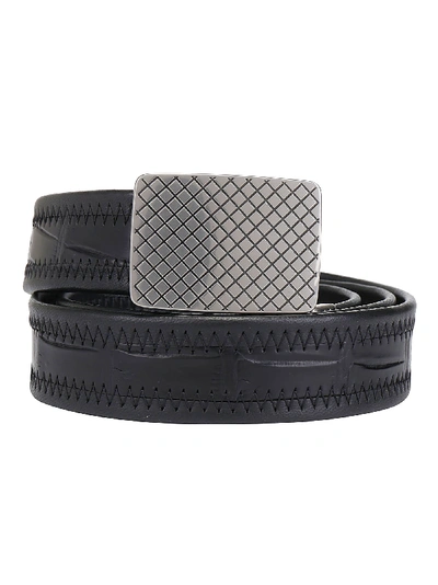 Shop Bottega Veneta Buckled Crocodile Insert Belt In Black