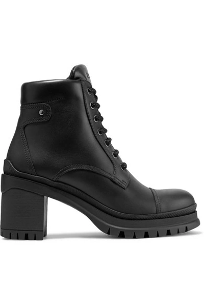 Shop Prada 55 Leather Ankle Boots In Black