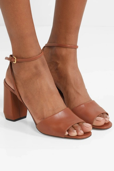 Shop Prada 85 Leather Sandals In Brown