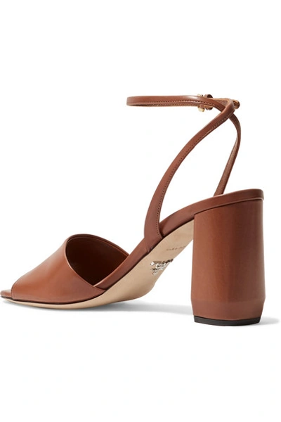 Shop Prada 85 Leather Sandals In Brown