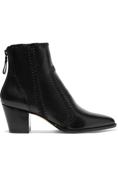 Shop Alexandre Birman Benta Whipstitched Leather Ankle Boots In Black