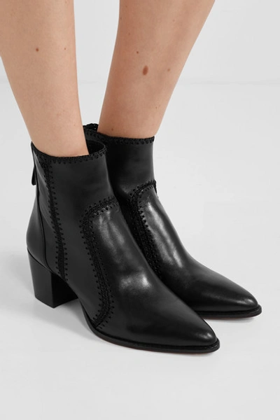 Shop Alexandre Birman Benta Whipstitched Leather Ankle Boots In Black