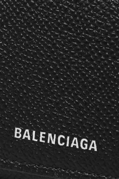 Shop Balenciaga Ville Printed Textured-leather Cardholder In Black