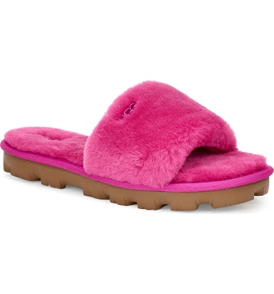 Shop Ugg Cozette Genuine Shearling Slide In Fuchsia