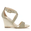 JIMMY CHOO Fearne Lame Glitter Fabric Wedge Sandals