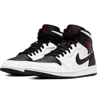 Shop Jordan 1 Mid Sneaker In White/ Gym Red/ Black