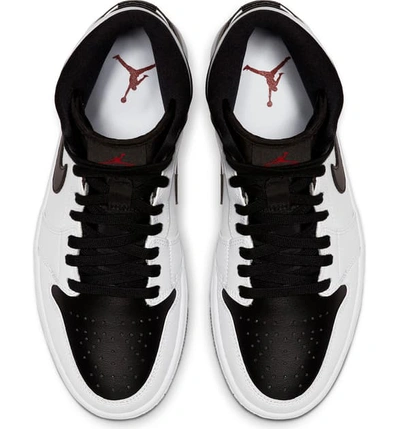 Shop Jordan 1 Mid Sneaker In White/ Gym Red/ Black