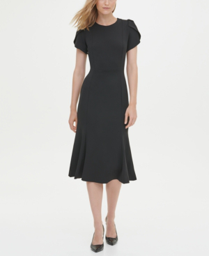 calvin klein fit and flare black dress