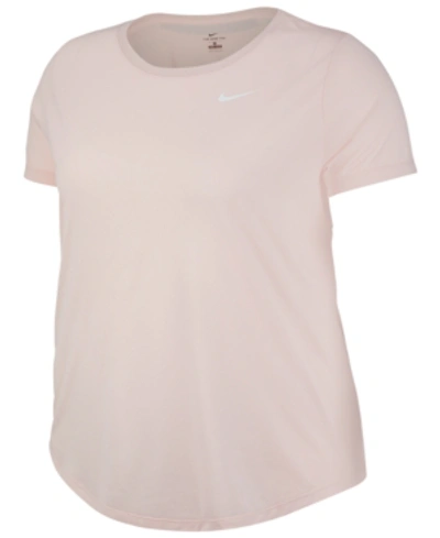 Shop Nike Plus Size Dry Legend Training Top In Echo Pink/white