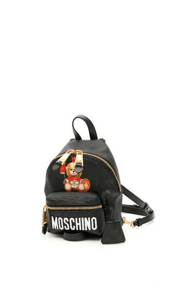 Shop Moschino Roman Teddy Bear Mini Backpack In Black (black)