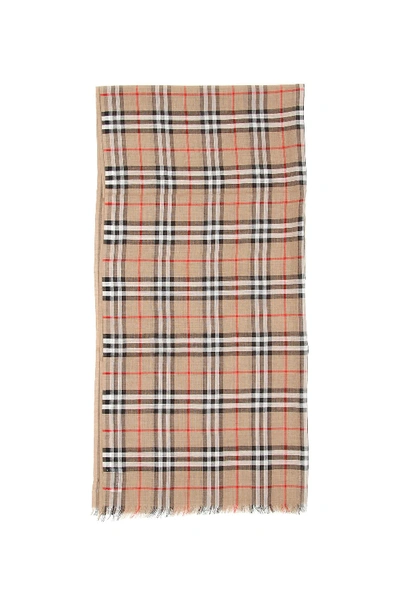 Shop Burberry Vintage Check Scarf In Archive Beige (beige)