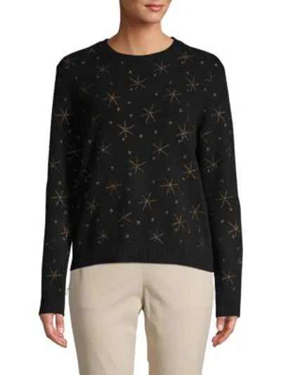 Shop Valentino Dot & Star Wool Blend Sweater In Black
