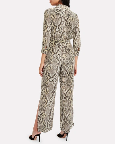 Shop L Agence L'agence Teddy Python Crepe De Chine Jumpsuit In Multi