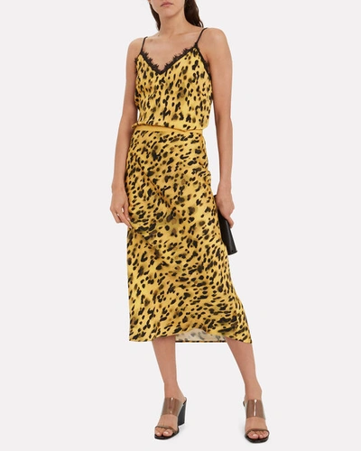 Shop Anine Bing Bar Silk Leopard Skirt In Multi