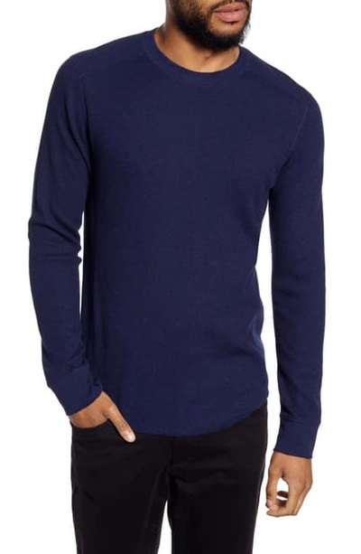 Shop Vince Slim Fit Waffle Knit Long Sleeve T-shirt In H Navy