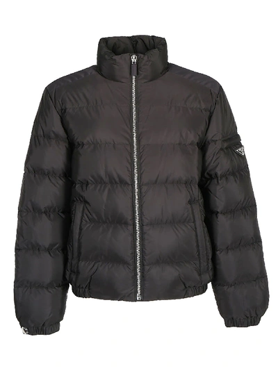 Shop Prada Down Jacket In Nero+nero