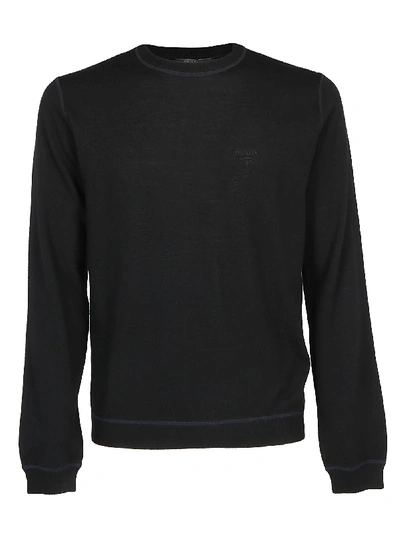 Shop Prada Crewneck Knit In Nero