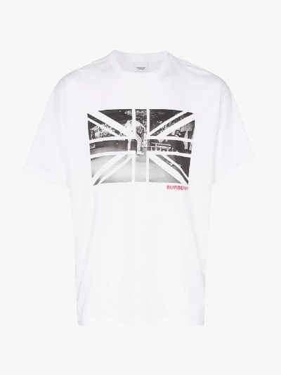 Shop Burberry Flag Graphic Print T-shirt In White