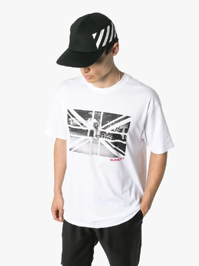 Shop Burberry Flag Graphic Print T-shirt In White