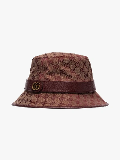 Shop Gucci Brown Gg Canvas Bucket Hat In Red